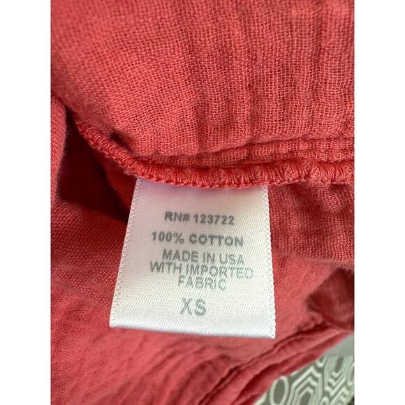 Xirena Gauze V-neck Short Sleeve Cotton Gauze Top Dark Pink Size XS - Picture 5 of 5